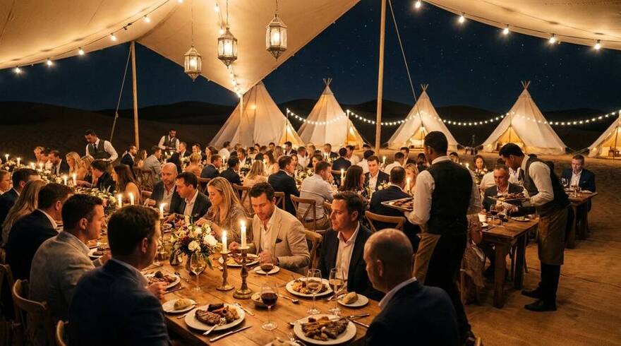 Corporate private dining under lights